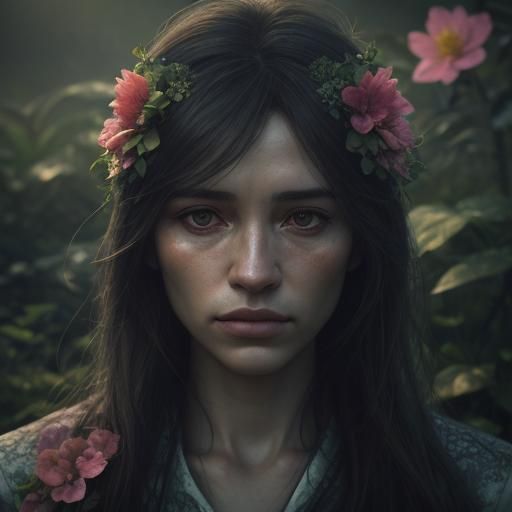 Girl Meditating in Peaceful Garden: Hyperrealistic 3D Render