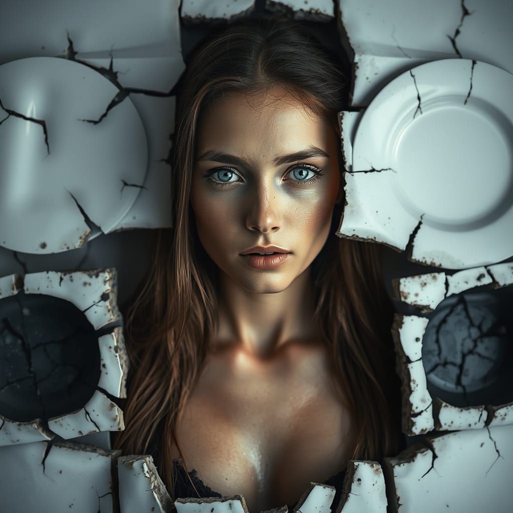 Hyperrealistic Portrait of Disintegration