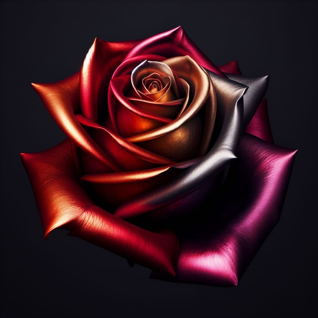 Metallic Rose with Red to Burgundy Gradient