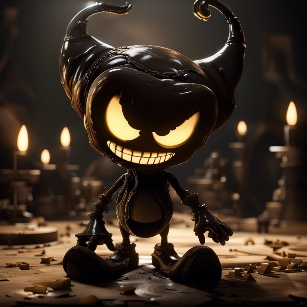 Bendy the Ink Demon in 3D Game Cinematic Style