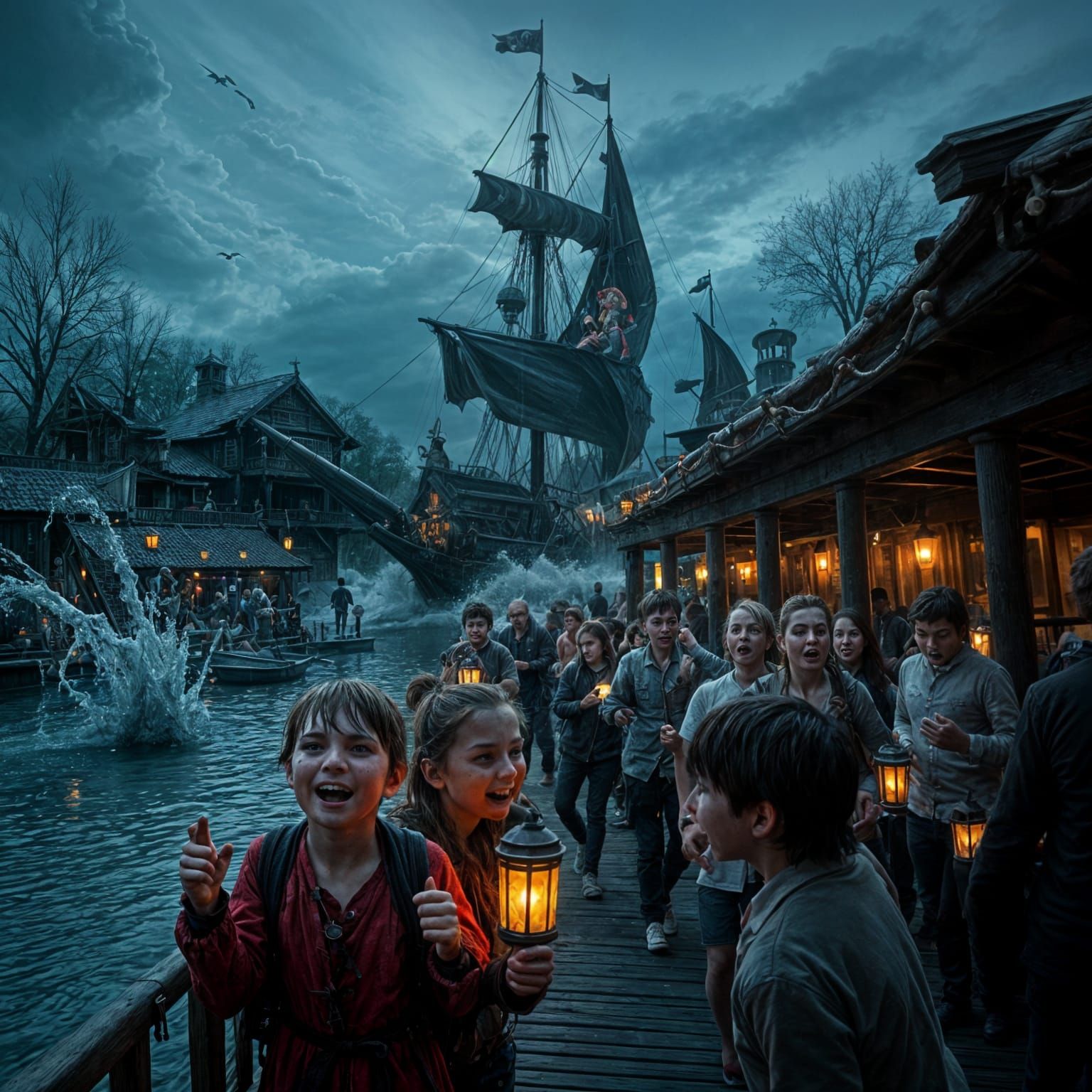 Haunted Pirate Ship Ride at Theme Park