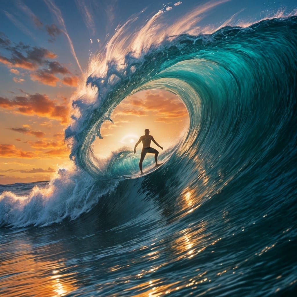 Glowing Wave Entity in Harmony with Nature