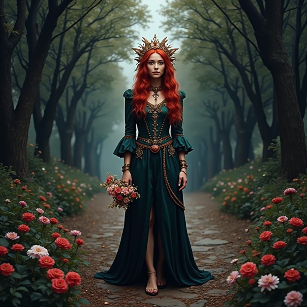 Romantic Scene in Gouache and Watercolor Style