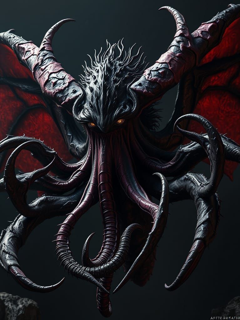 Eldritch Tentacled Horror in Dark Fantasy Style