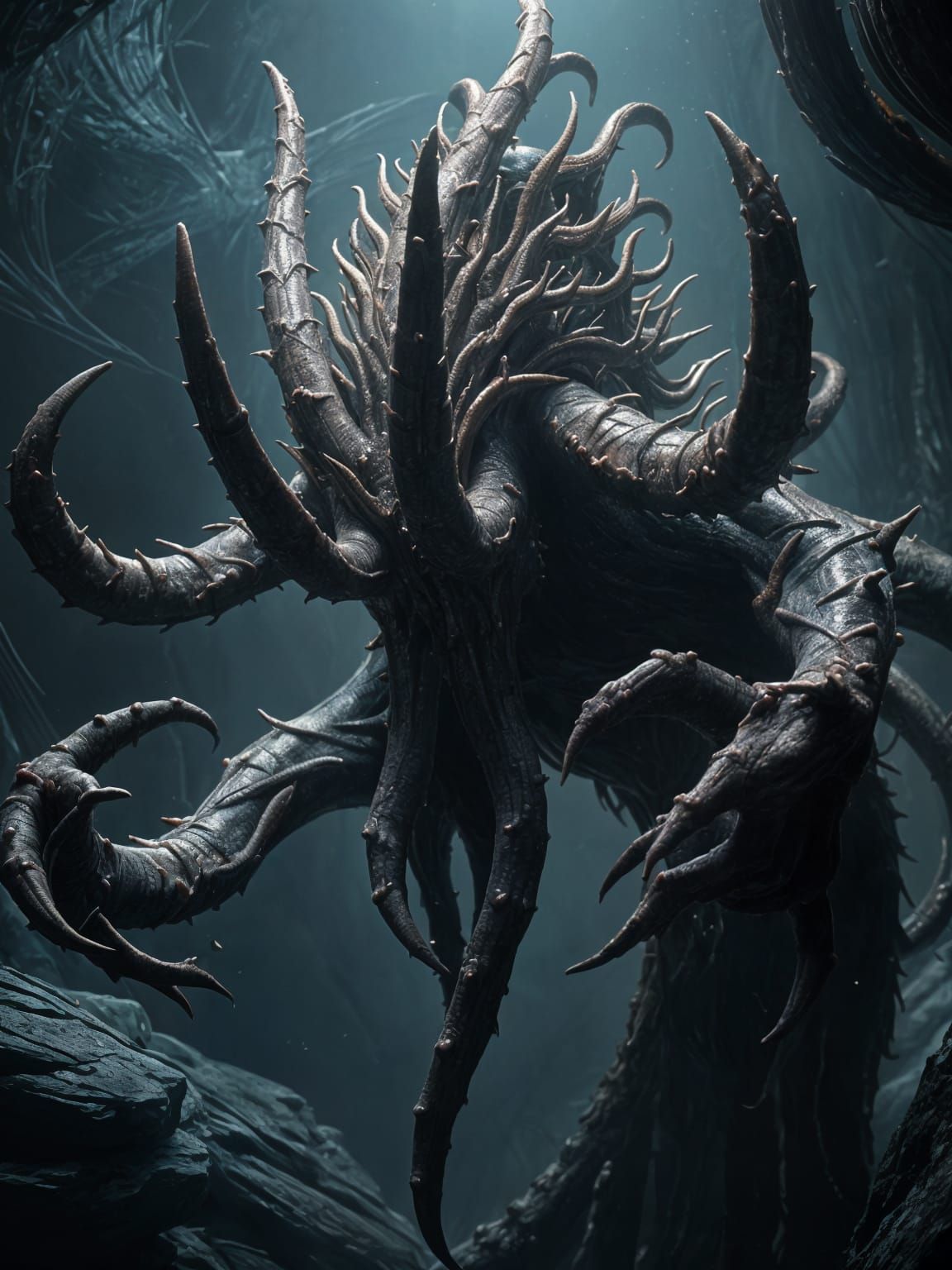 Eldritch Tentacled Horror in Dark Fantasy Style