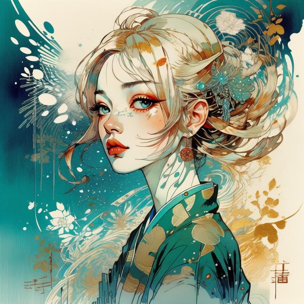 Anime Girl in Future Punk Style