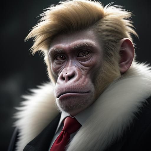 Hyperrealistic Monkey Resembling Donald Trump