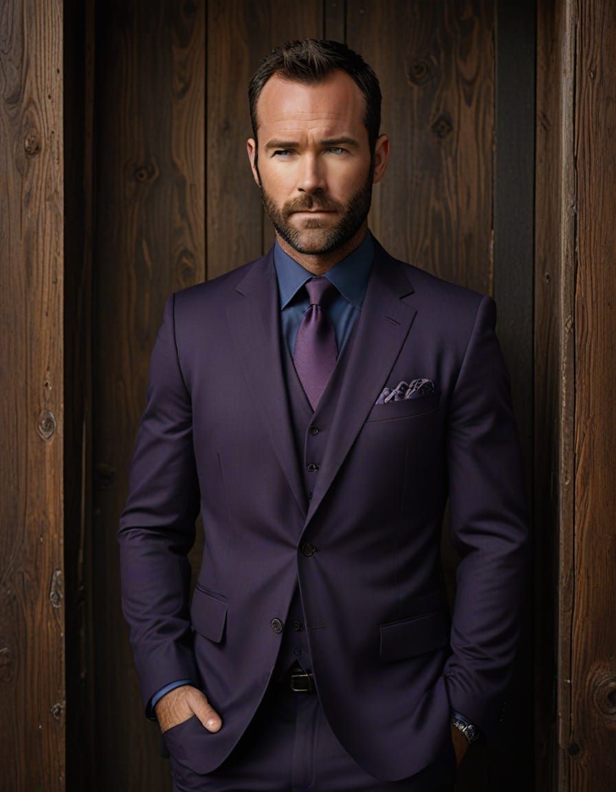 Stylish Man Exudes Confidence in Dark Purple Business Suit