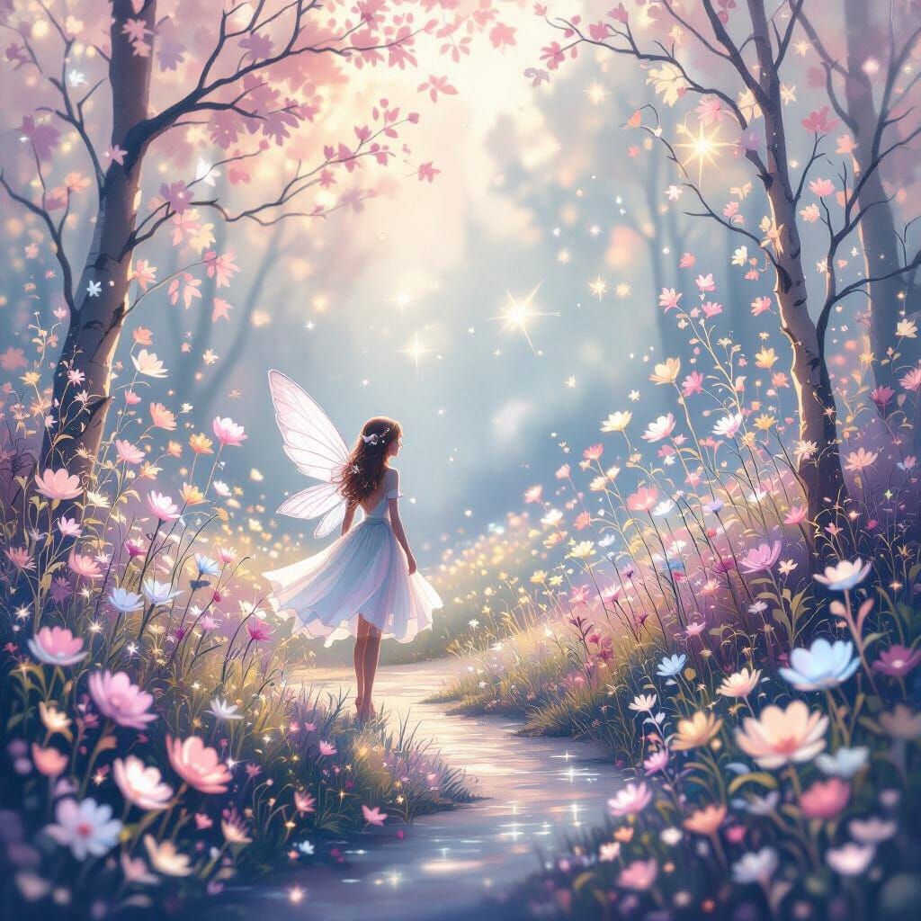 Enchanting Fairy Tale Scene in Luminous Pastel Hues