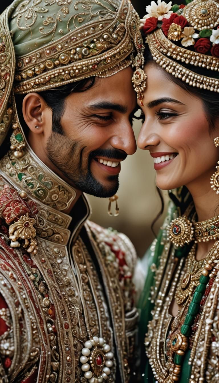 Pakistani Wedding Portrait in Hyperrealistic Digital Art