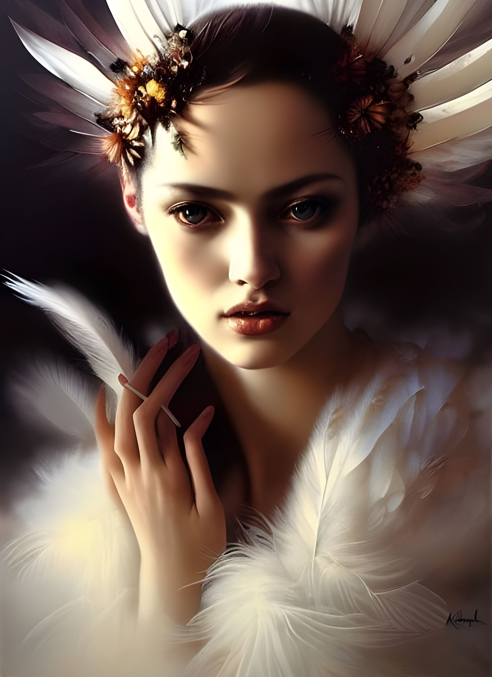 Princess in White Feathers: A Fantasy Portrait