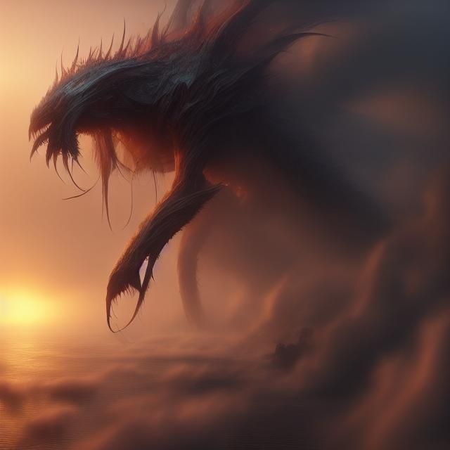 Tentacle Monster Destroys City: Dark Fantasy Art