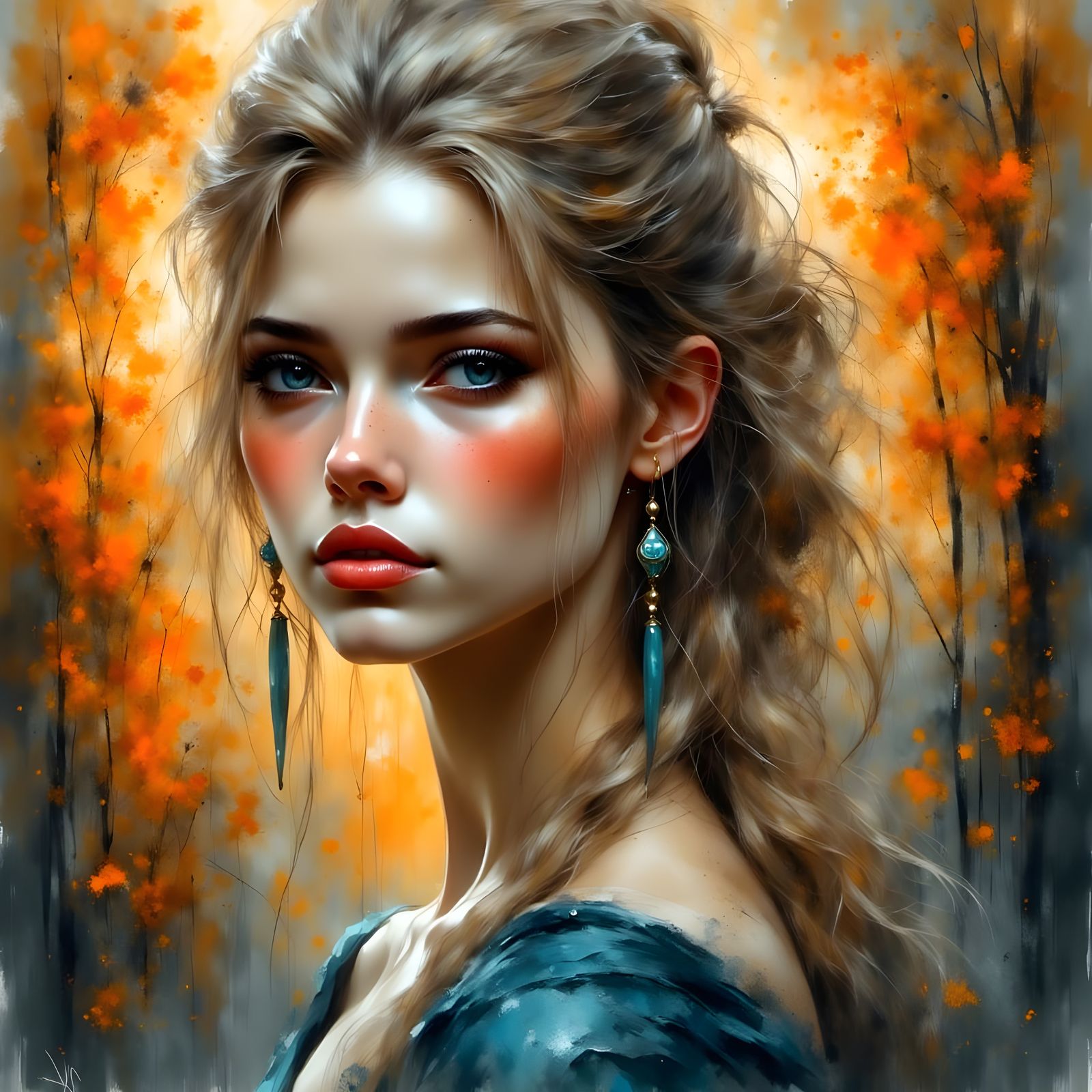 Norse Goddess in Ethereal Autumn Dreamscape