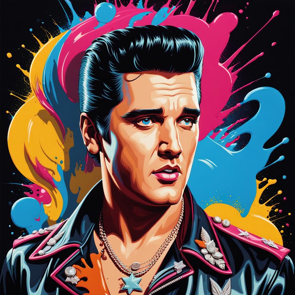 Elvis Presley Portrait in Pop Art Rockabilly Style