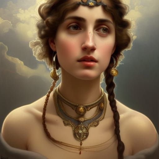 Feisty Roman Girl Portrait in Baroque Neoclassical Style
