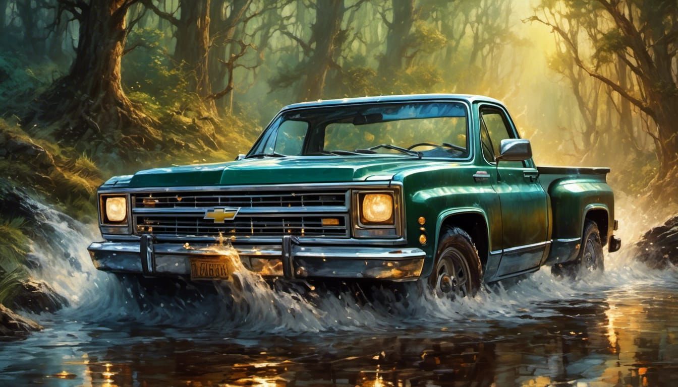 Chevrolet Silverado in Pearlescent Colors on Winding Road