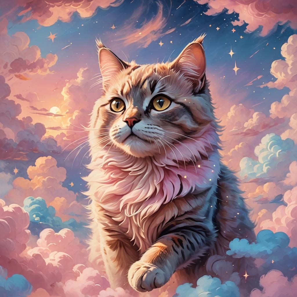 Cloud Cat Running Across Sunset Sky