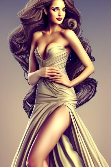 Beautiful Woman in Formal Dress: Realistic Portrait