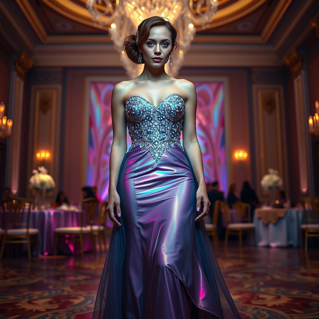 Grand Ballroom Beauty in Tanzanite Soap Bubble Gown