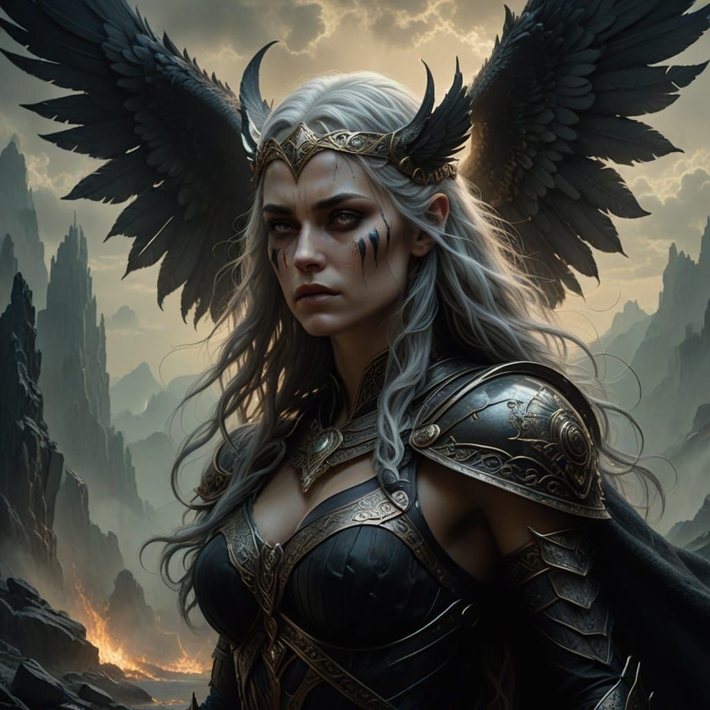 Viking Goddess of the Abyss with Golden Eyes