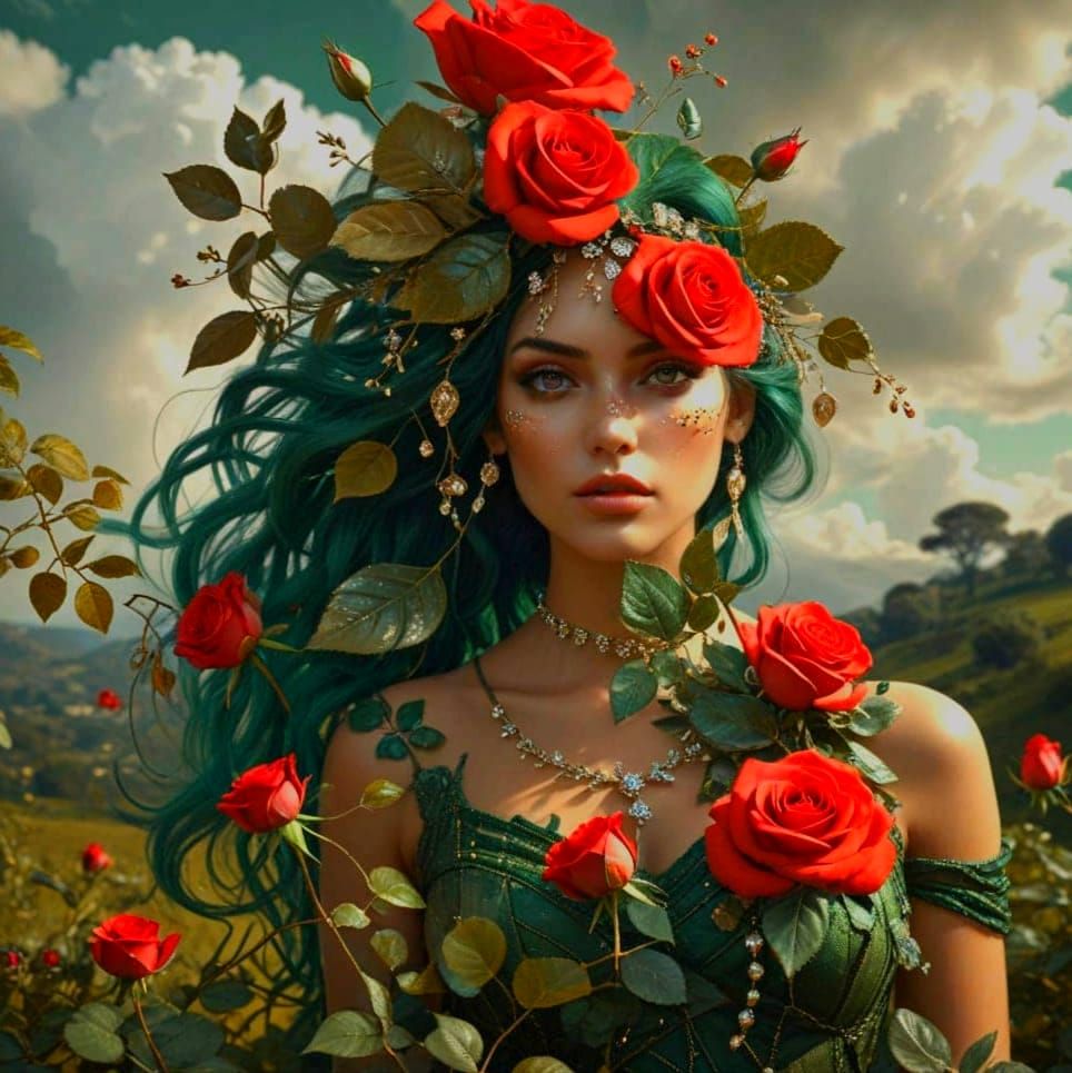 Surrealist Gothic Woman Emerges from Burning Parchment in Ha...