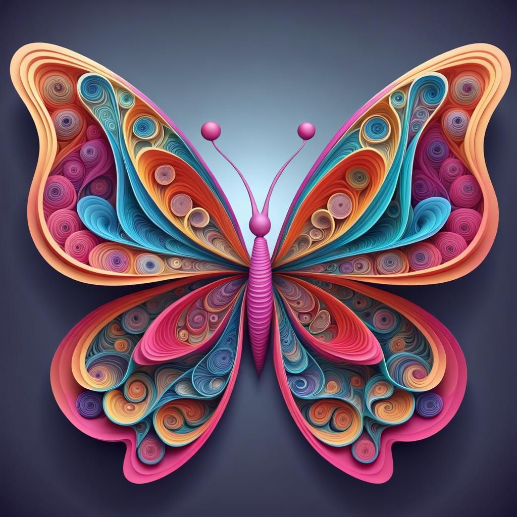 Colorful Swirl Butterfly Sculpture: Abstract Vector Art