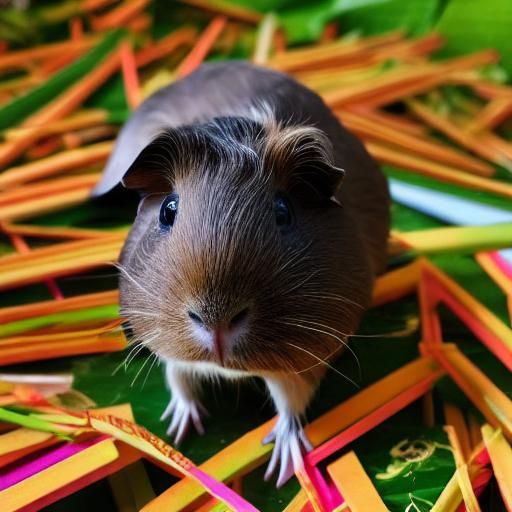 Synthwave Guinea Pig with Neon Retro Style
