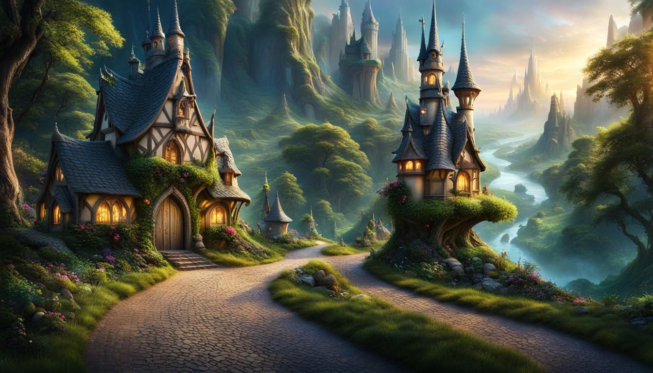 Enchanting Fairy Village in a Mystical Forest