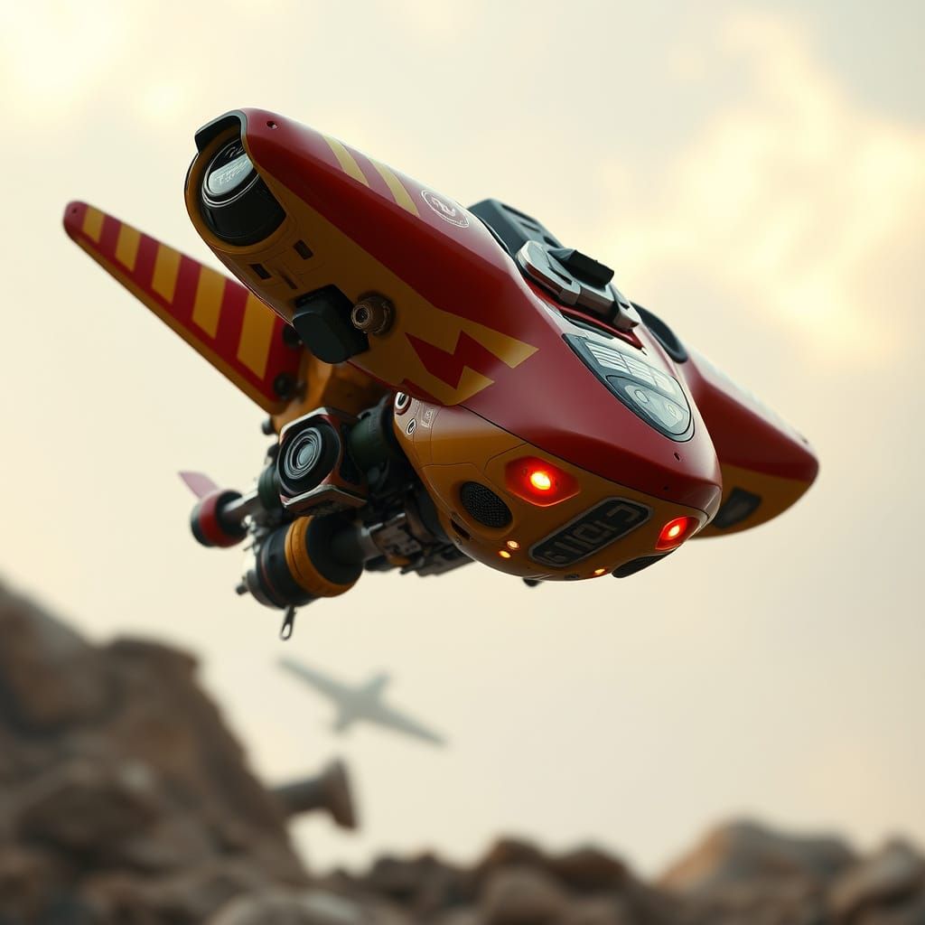 Futuristic Cyber-Flyer Hover-Speeder in Cyberpunk Style