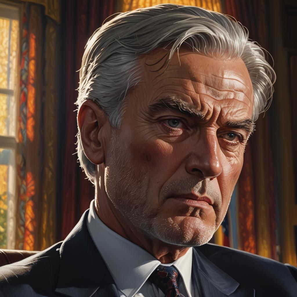 Hyperrealistic President Portrait with Dramatic Lighting