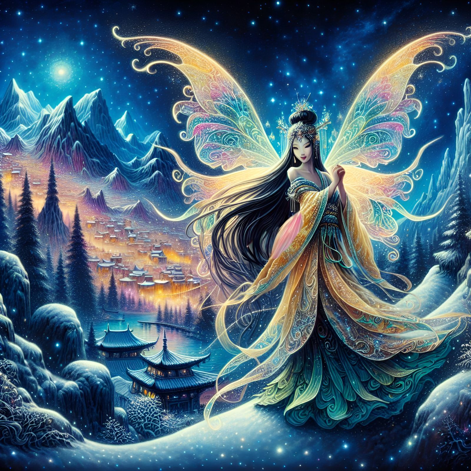 Whimsical asian Faerie of the night
