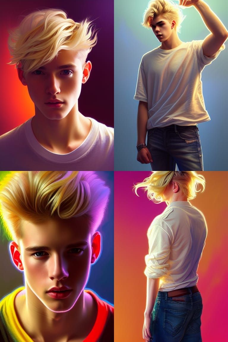 Young Man on Stage in Colorful Light