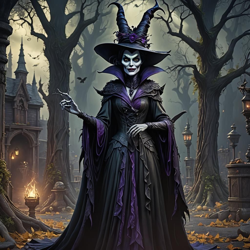 Hatbox Ghost as Maleficent: Detailed Fantasy Art