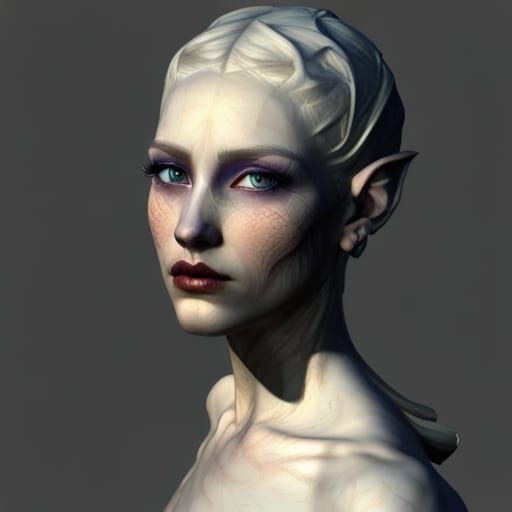 Beautiful Woman with Sharp Canines: Fantasy Art