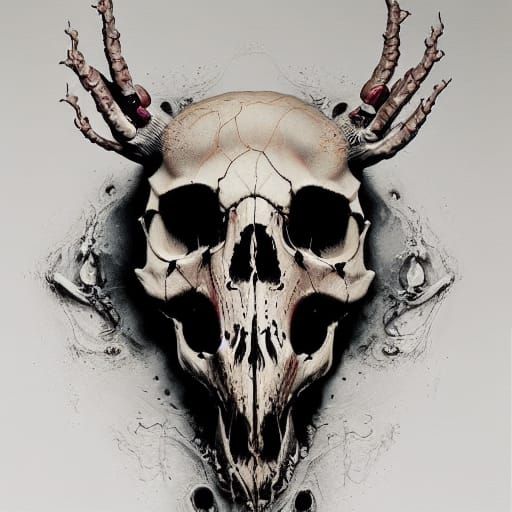 An Animal skull from the front
