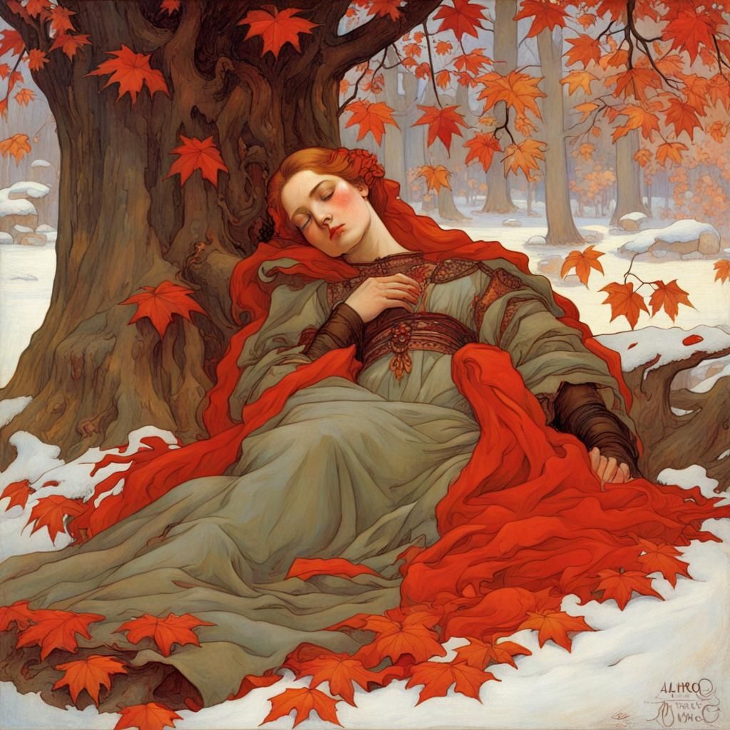 Sansa Stark Sleeping: An Art Nouveau Painting