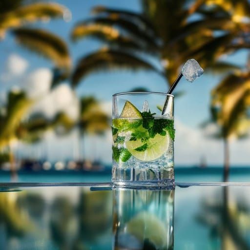 Tropical Mojito in Studio Ghibli Anime Style