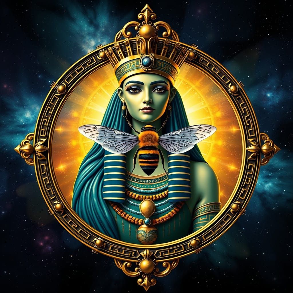 Dali-Inspired Goddess in Cosmic Frame