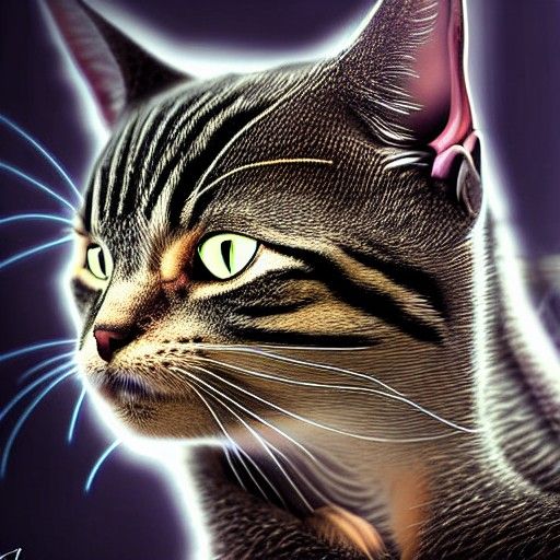Futuristic Tabby Cat Cyborg in Hyperdetailed Photo