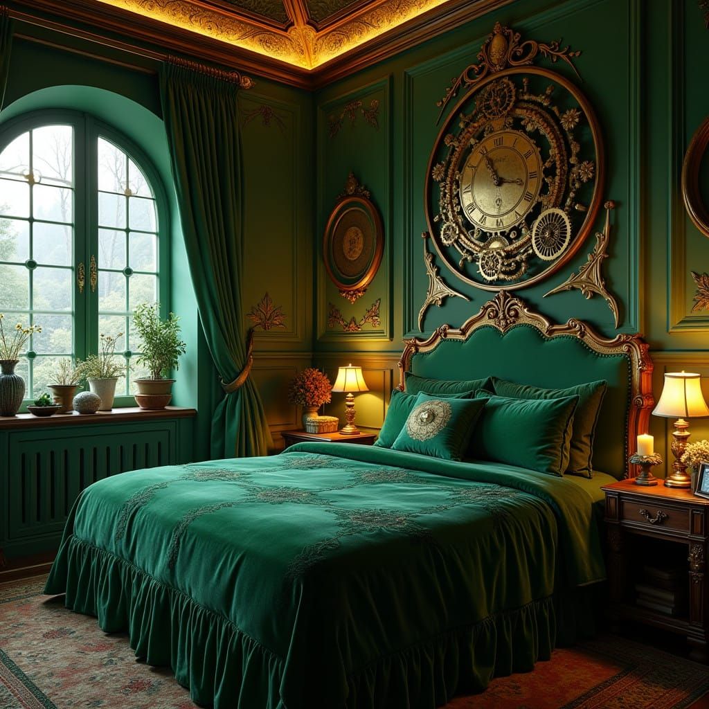 Whimsical Steam Punk Sanctuary in Verdant Hues