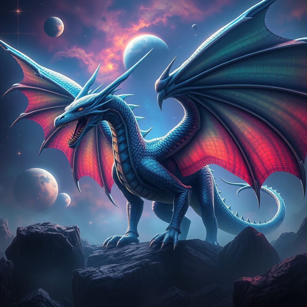 Ethereal Alien Griffin Dragon in Celestial Realms
