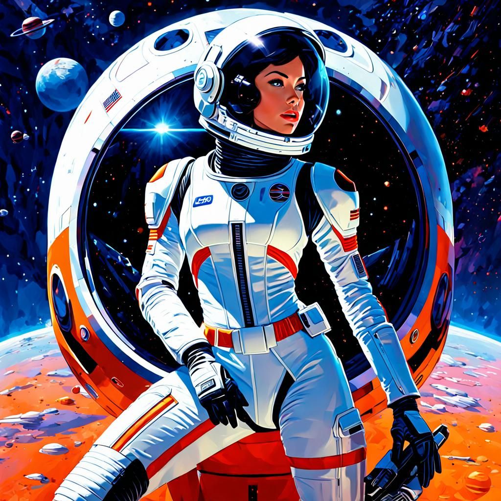 Gorgeous Spacewoman in Futuristic Pinup Art
