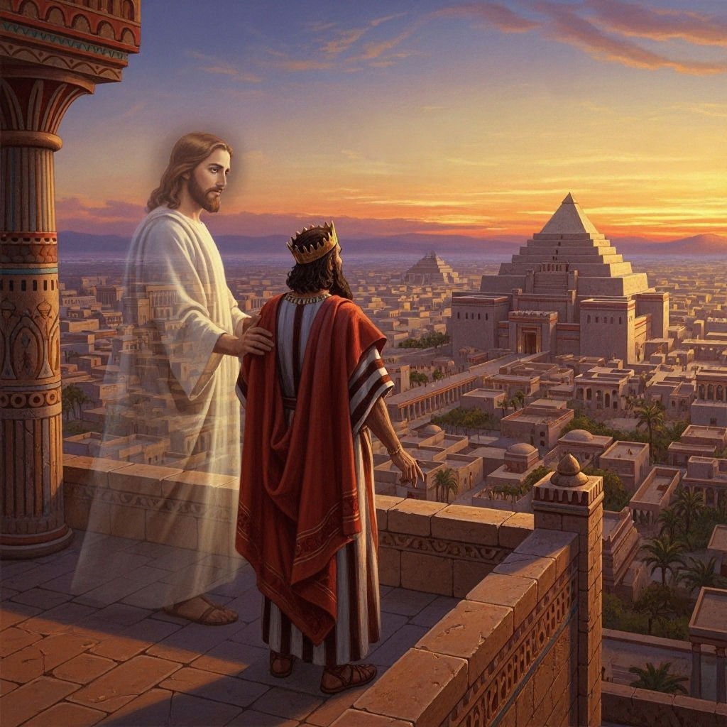 King Nebuchadnezzar Admiring Babylon, Historical Painting