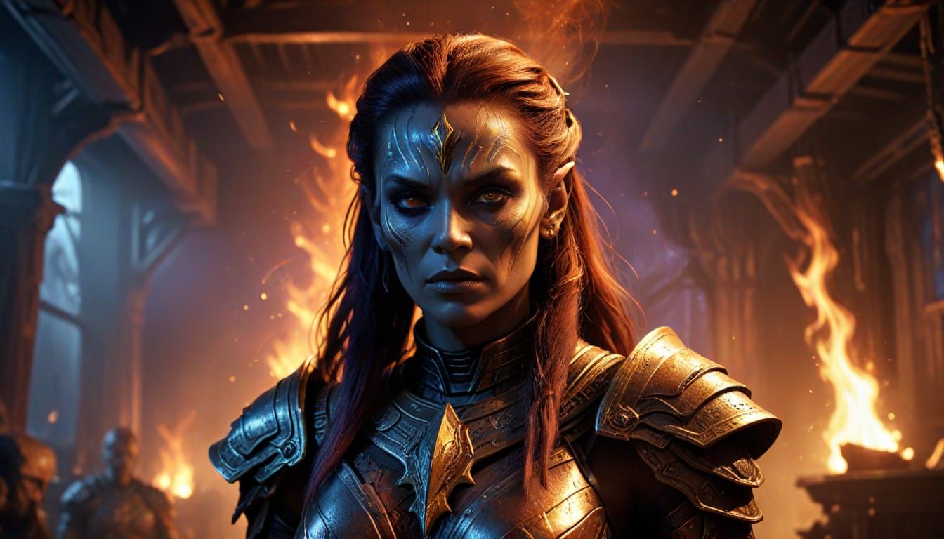 a female Klingon at a tavern