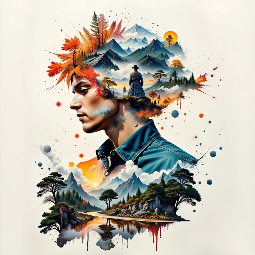 Persistence <lora:Dreamweave Flux:1.0> <lora:BULLDOGS:1.0> Journey Collage Adventure Dreams Double exposure