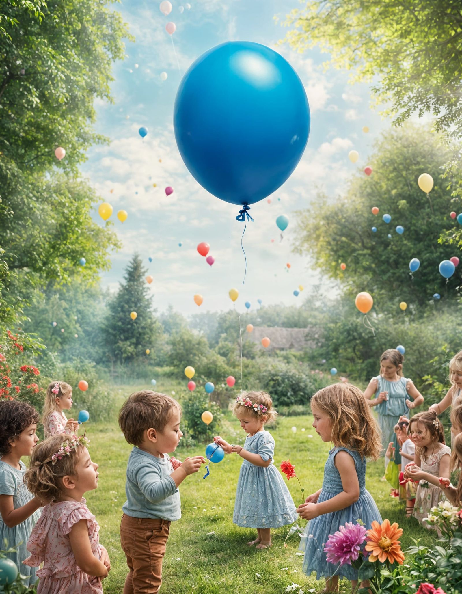 Blue Balloon Bursting at Children's Party