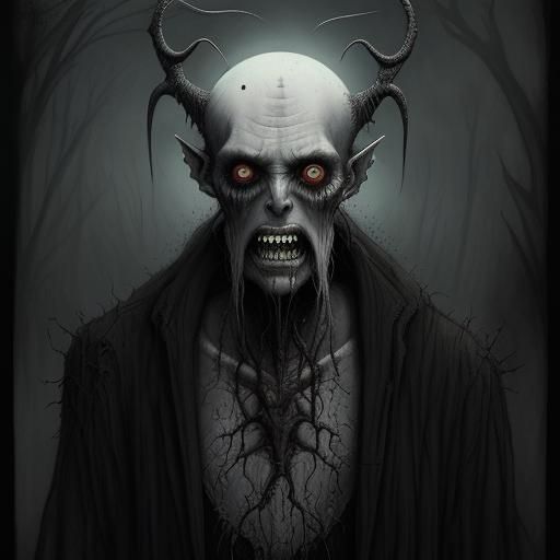 Cenobite Wendigo Zombie in Horror Illustration Style