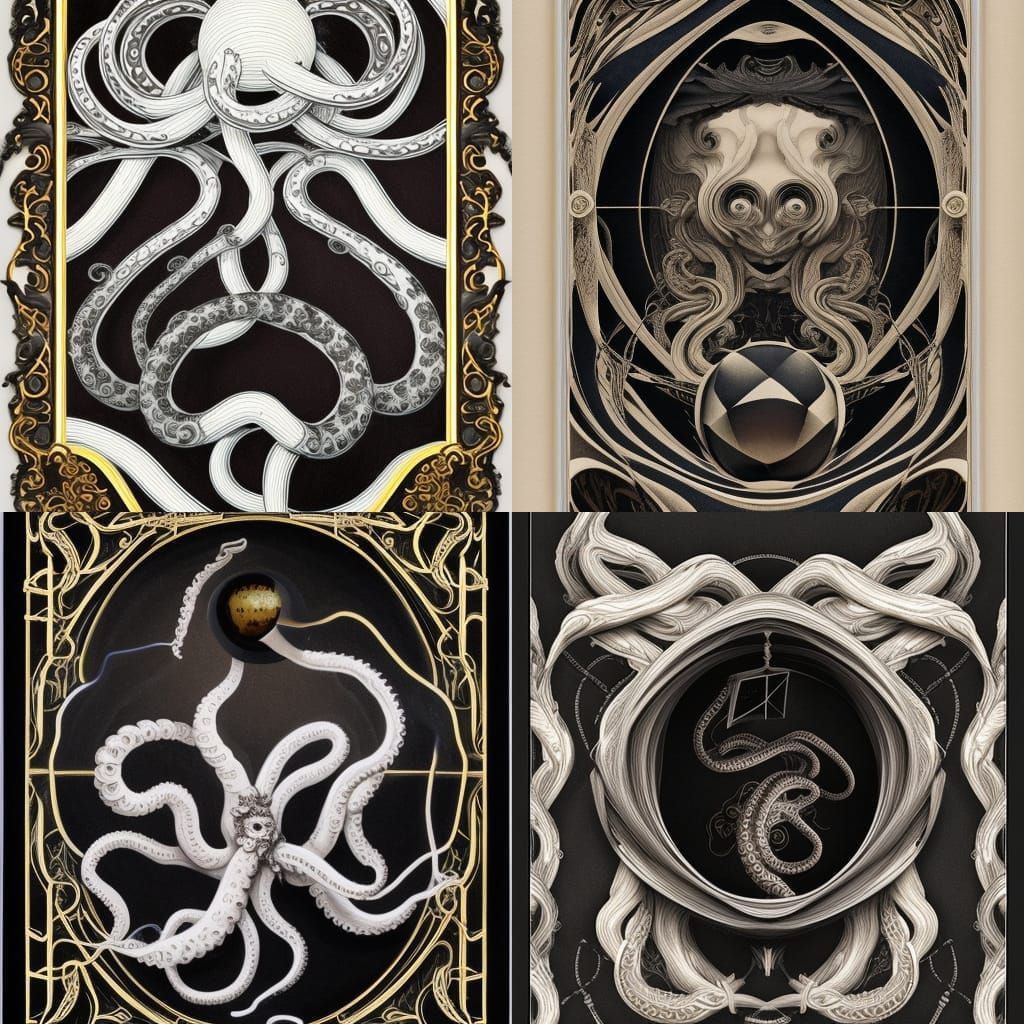 Surreal Tentacles in Marble Fog: Baroque Neon Art