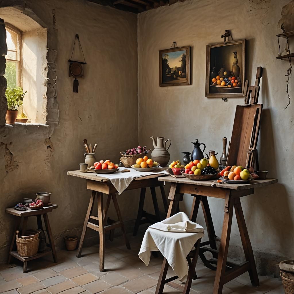 Rustic Artist's Studio in Vermeer Style
