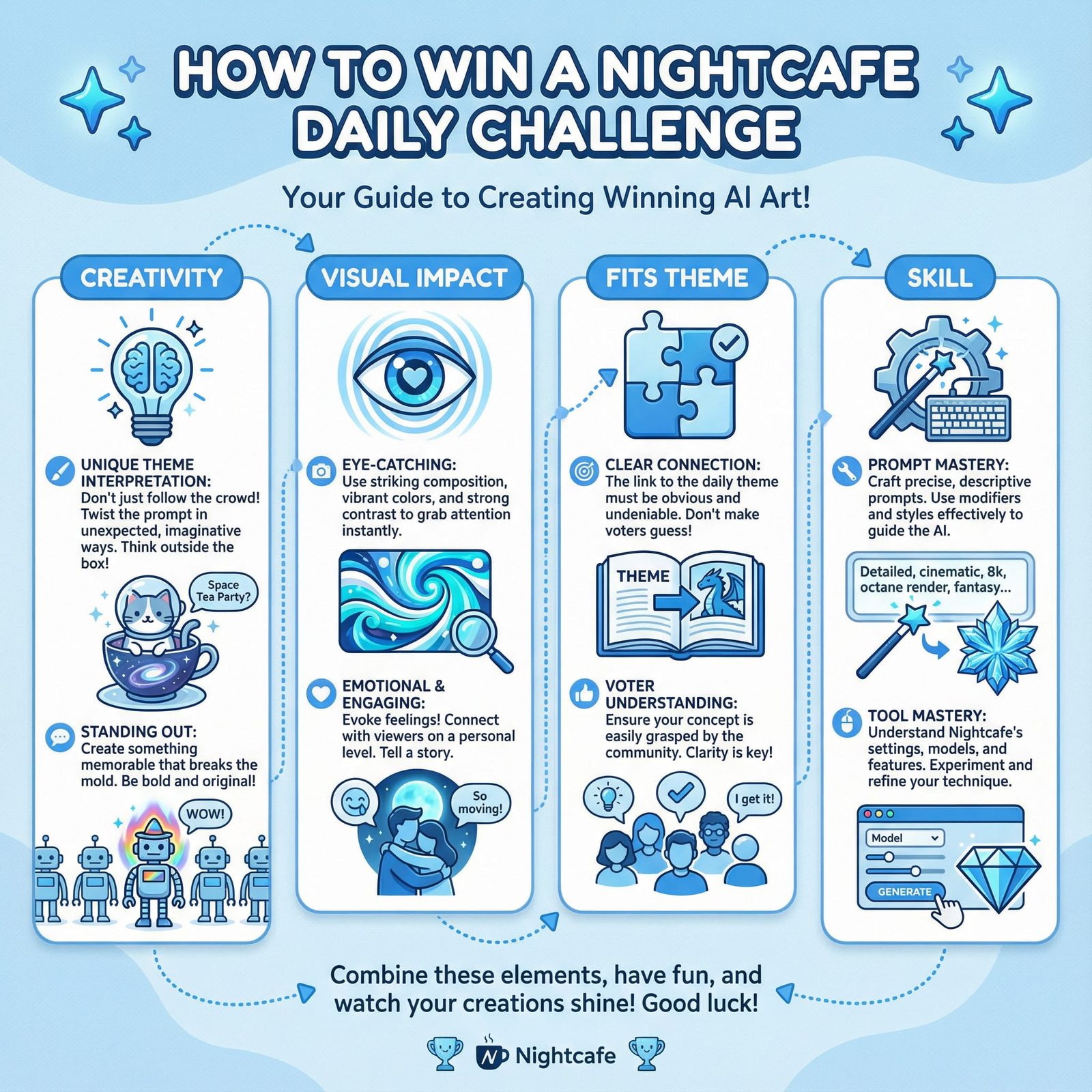 NightCafe Daily Challenge Winning Infographic in Flat Vector...